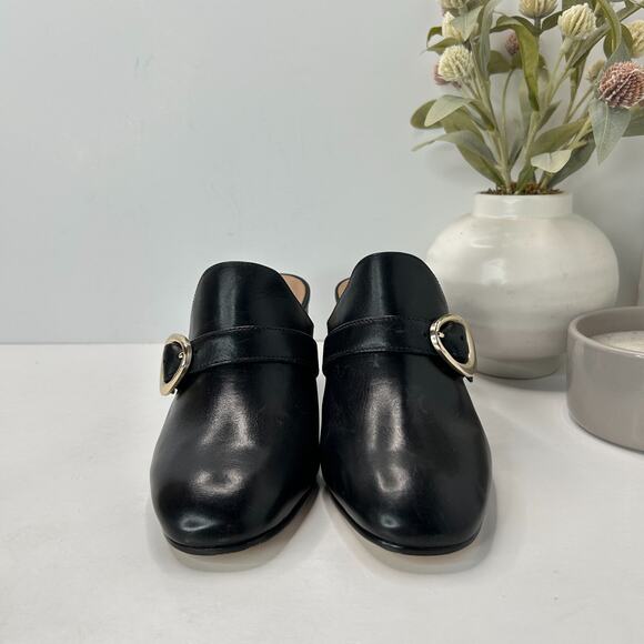Bernardo Natasia Slip On Leather Mules Block Heels Buckle Women's 7 M NWOB - Picture 2 of 11